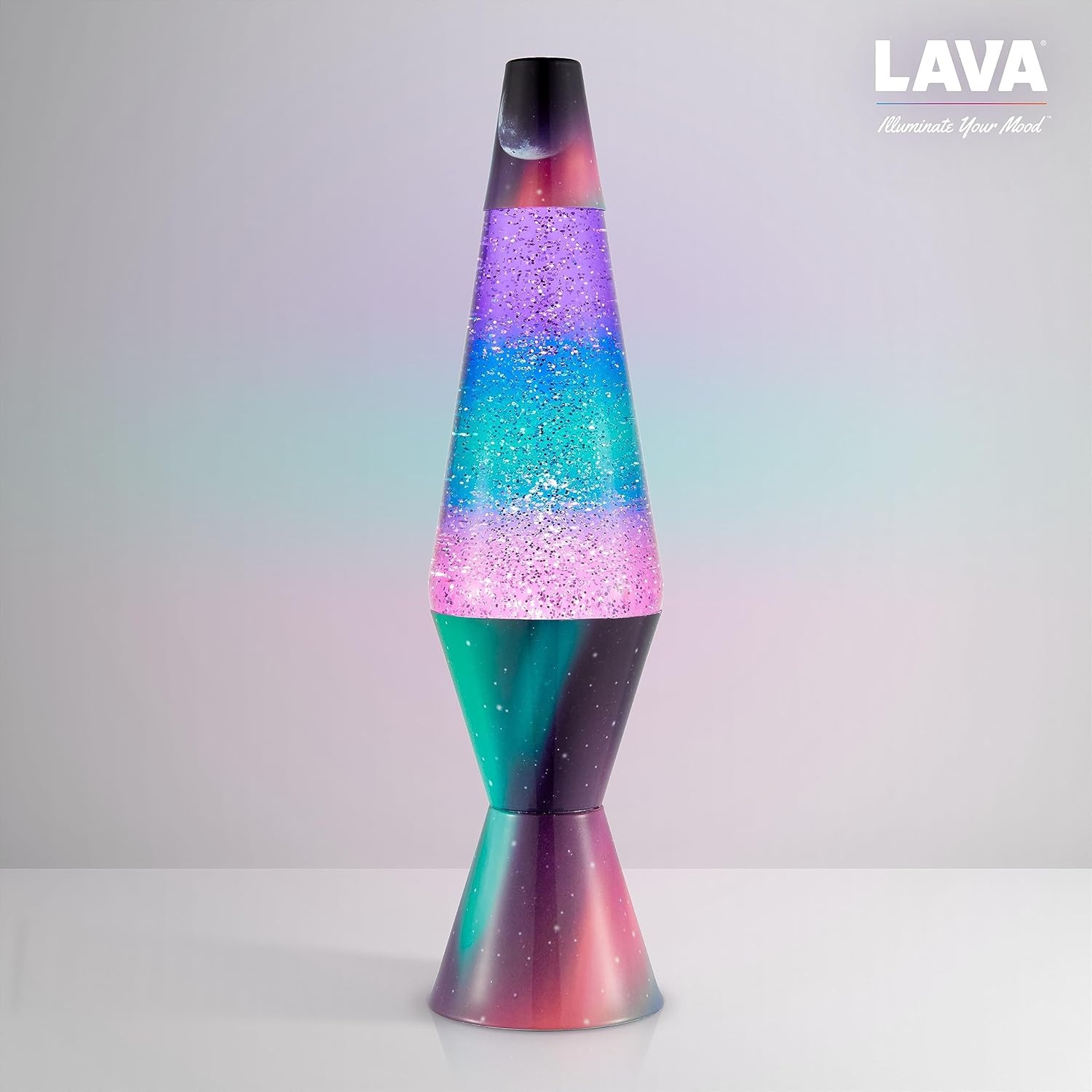 Lava Lamp - 14.5" Polar Glimmer - The Original Motion Light - Silver Glitter, Multicolor Base And Globe - Item #2048 - Image 8