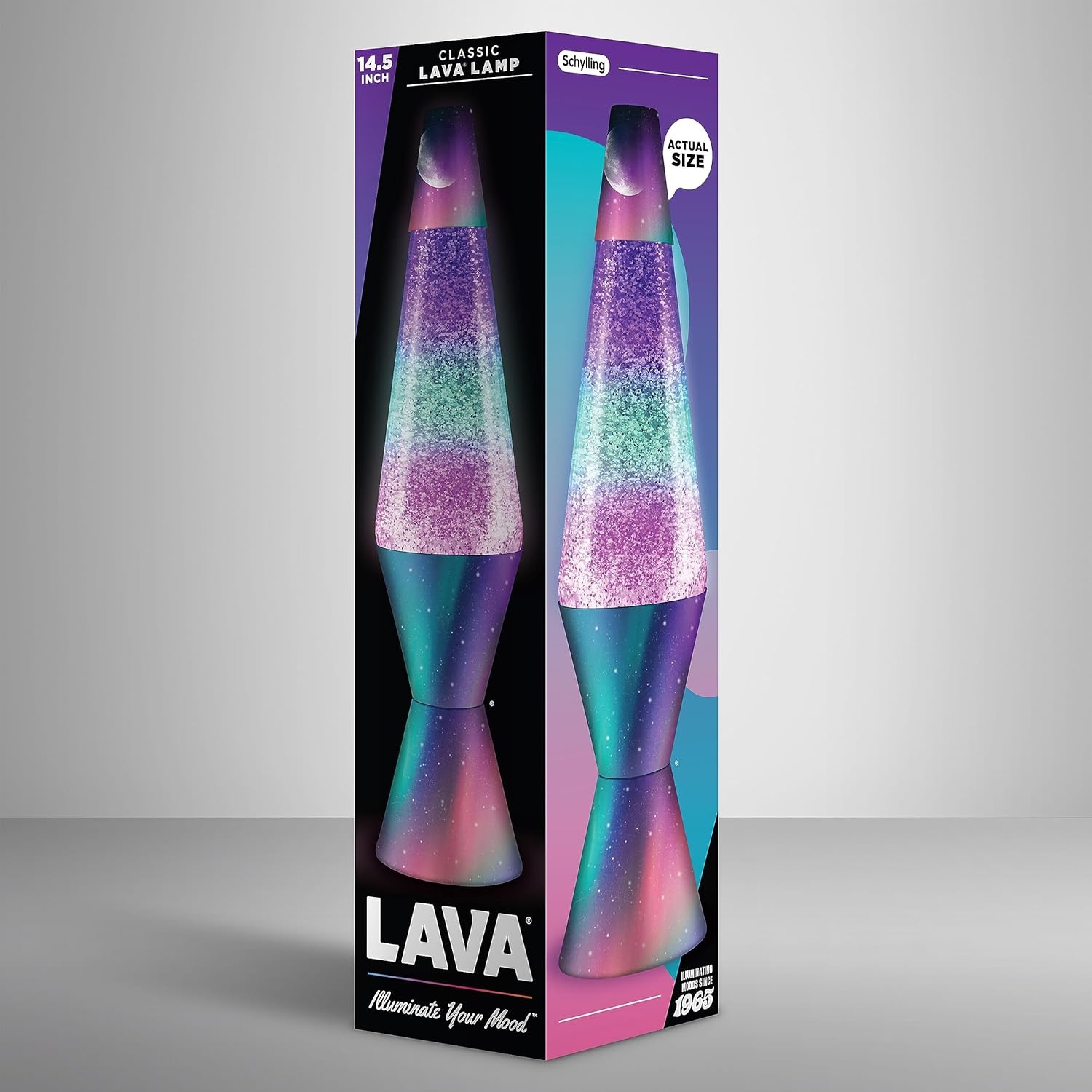Lava Lamp - 14.5" Polar Glimmer - The Original Motion Light - Silver Glitter, Multicolor Base And Globe - Item #2048 - Image 9