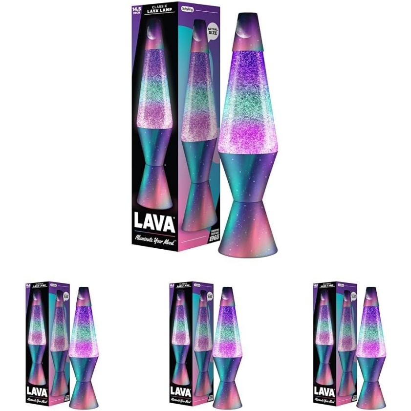 Lava Lamp - 14.5" Polar Glimmer - The Original Motion Light - Silver Glitter, Multicolor Base And Globe - Item #2048 - Image 10