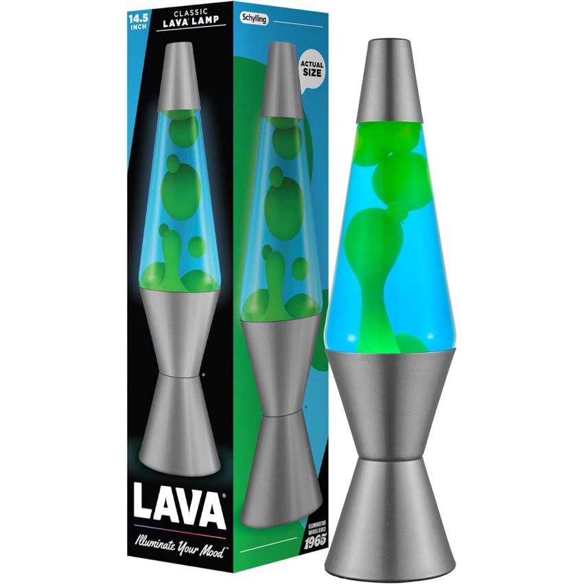 Lava Lamp - 14.5" Deep Ocean - The Original Motion Light - Yellow/Green Wax And Blue Liquid - Item #2634