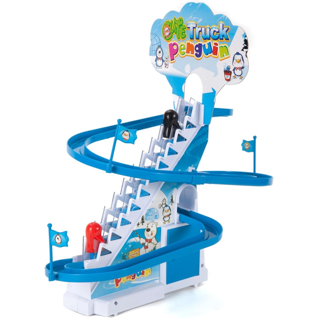 Arsuk Penguin Race Game Toy Playful Musical Roller Coaster Track Playset With Music & Led Flashing Lights On/Off Button For Toddlers And Kids Gift - Image 3
