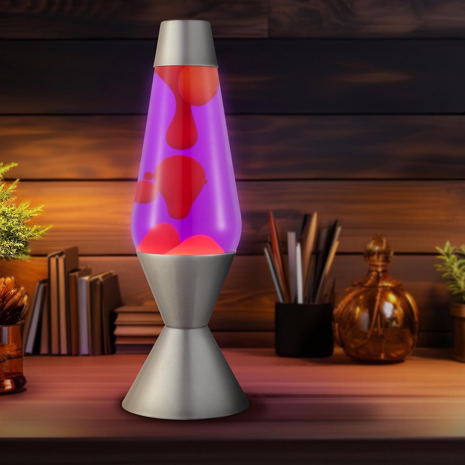 The Original Lava Lamp - Large 52Oz 16.3" - Vivid Twilight - Classic Liquid Motion Lamp - Orange Lava And Purple Liquid - Item #5119 - Image 4