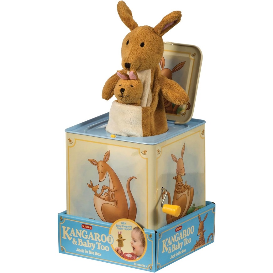 Schylling: Jack In Box - Kangaroo - Classic Pop-Up Music Toy, Momma & Baby Joey Finger Puppet, Plays Song Pop Goes The Weasel, Toddler & Kids 18Mo+ - Image 3