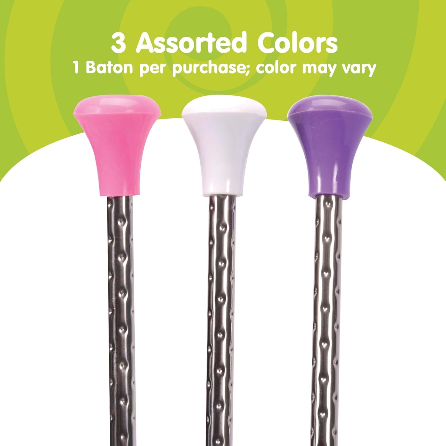 Schylling Twirling Baton - Metal Kids Baton - Rubberized Ends In Assorted Pink, White, And Purple Colors - Ages 3 And Up - One Baton - Image 2