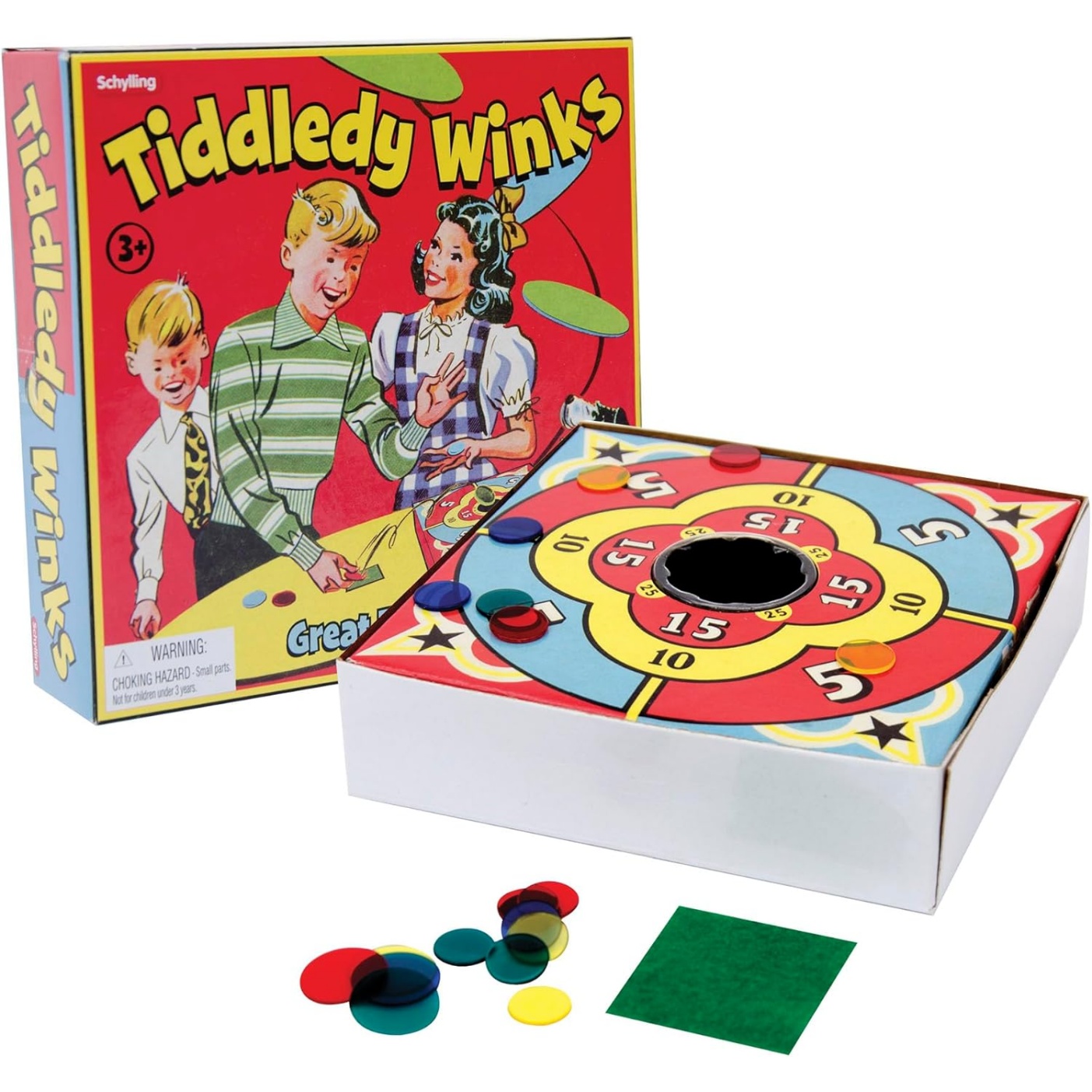 Schylling Tiddledy Winks - Classic Game For The Whole Family - Includes Game Board, Cup, And Winks - Ages 3 And Up