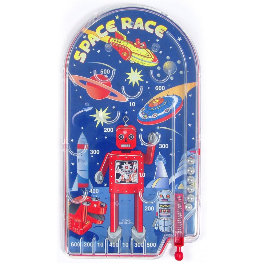 Schylling Space Race Pinball Game - Portable Retro Pinball Toy - Sturdy Construction With Lever, Metal Balls, And Classic Space Design - Ages 3 And Up - Image 2