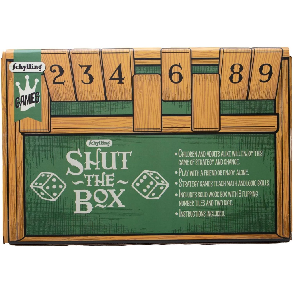 Schylling Shut The Box - Family Game Of Strategy And Chance - Includes Collectible Wooden Game Box, Felt Bottom, Rounded Dice, And Detailed Instructions - Ages 6 And Up - Image 5