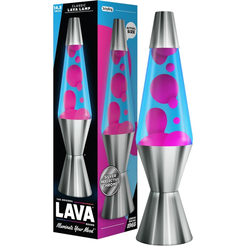 The Original Lava Lamp - 14.5" Techno Chrome - Classic Liquid Motion Lamp - Pink Lava And Blue Liquid - Item #2097