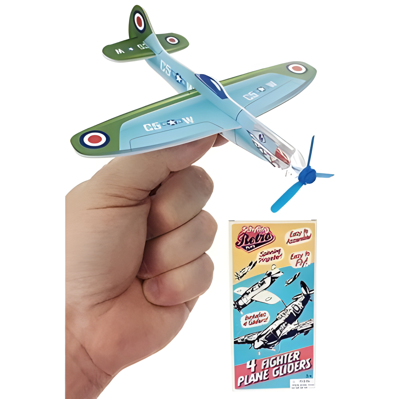 Schylling Retro Gliders - Gliding Planes With Spinning Propellers (Pack Of 4)