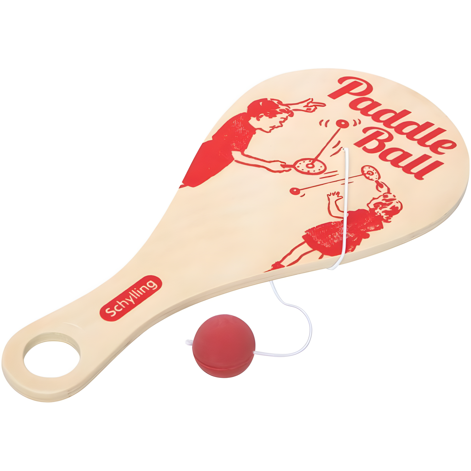 Schylling Paddle Ball - Classic Game Made With Real Wood - Ages 5 And Up - One Piece