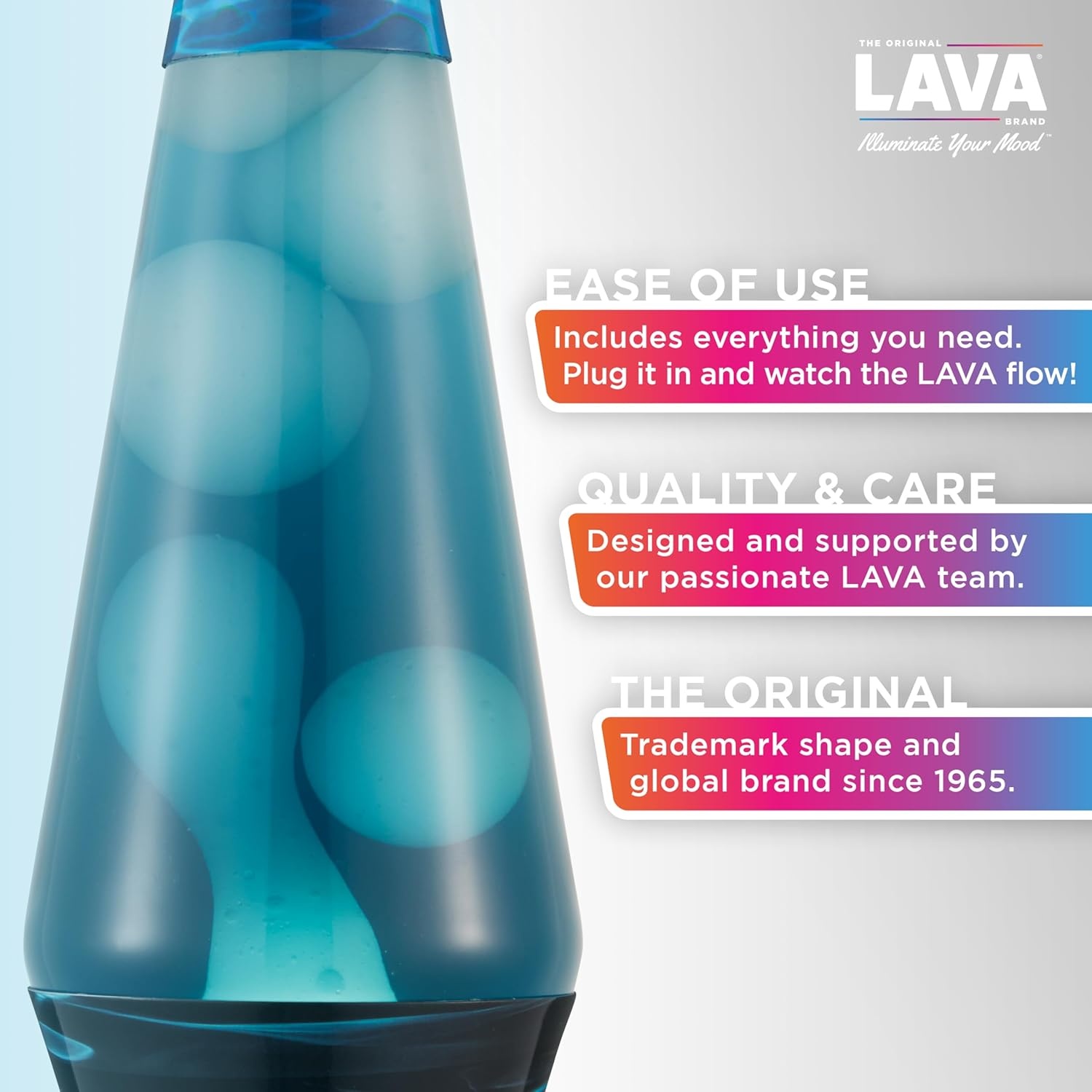 The Original Lava Lamp - 14.5" Night Swim - Classic Liquid Motion Lamp - White Wax And Blue Liquid - Item #2095 - Image 2