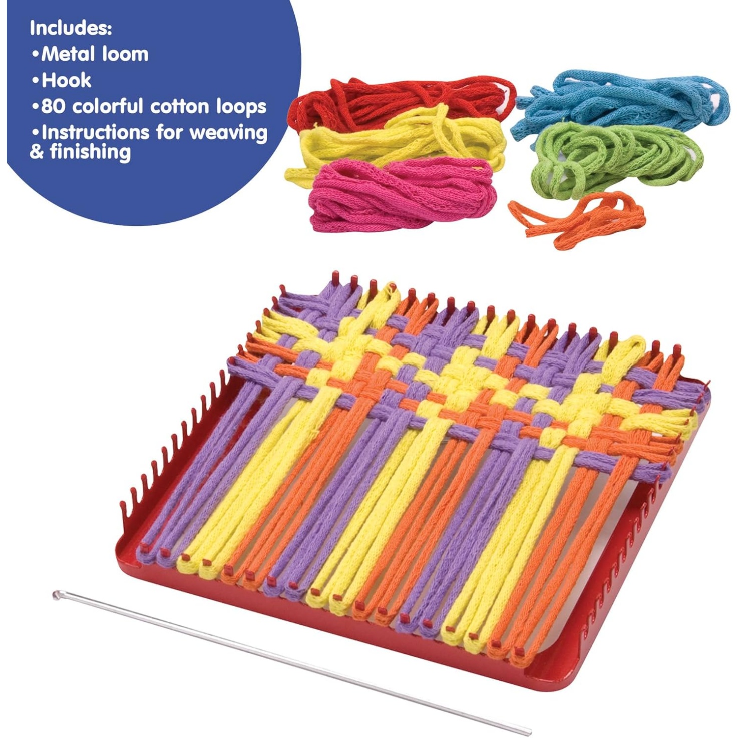 Schylling Metal Pot Holder Loom Kit - Classic Durable Weaving Frame To Make Pot Holders - Includes Loom, Hook, Instructions, And 80 Colorful Cotton Loops - Ages 5 And Up - Image 2