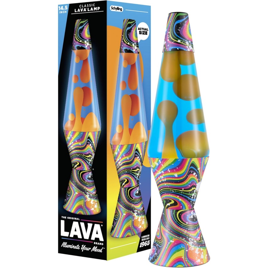 Lava The Original Lamp - 14.5" Trippy Shrooms – Classic Liquid Motion Lamp - Tri-Colored Globe And Black Base - Item #2361 - Image 9